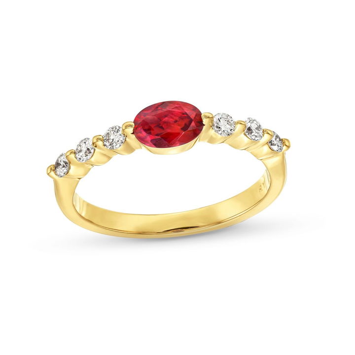 Oval Cut Ruby and Diamond Ring