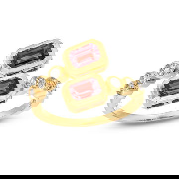 Red Garnet and Diamond Crossover Ring