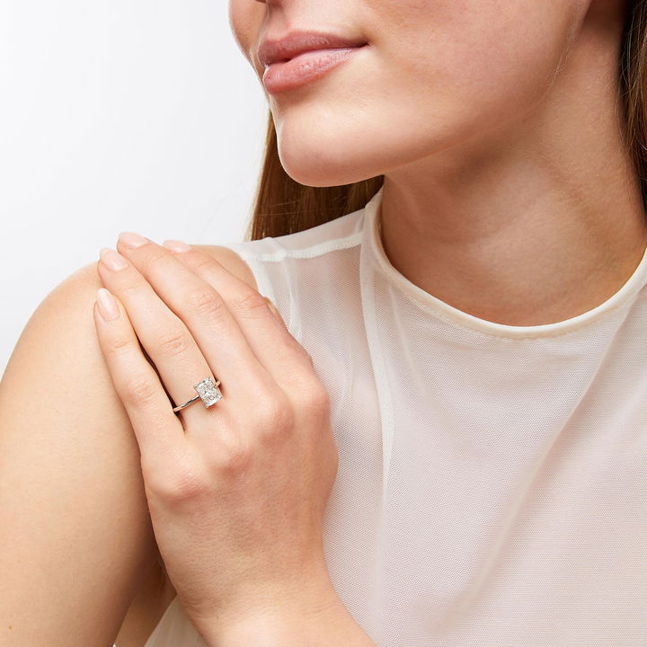 White Gold 14K Radiant Lab Grown Diamond Solitaire Engagement Ring By Diamonds Direct Designs