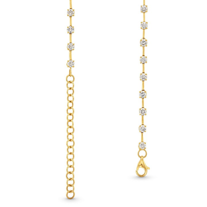 Alternating Diamond Bar Necklace In Yellow Gold 14K