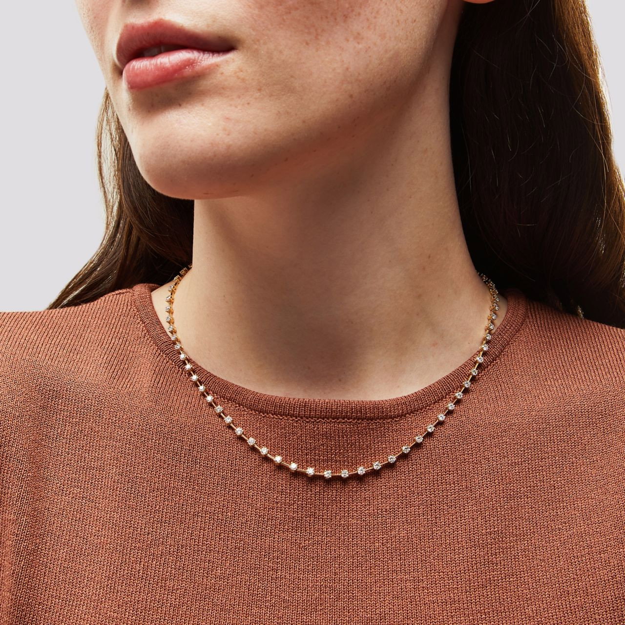 Alternating Diamond Bar Necklace