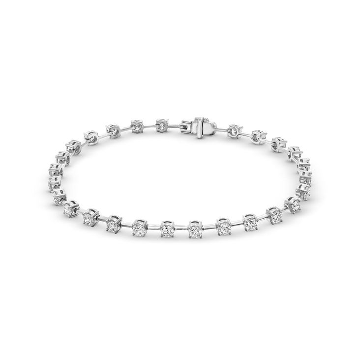 White Gold 14K Alternating Diamond Bar Bracelet