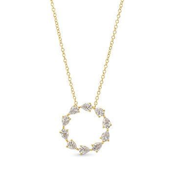 Pear Shape Diamond Circle Pendant In Yellow Gold 14K