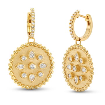 Diamond Bezel Disc Earrings In Yellow Gold 14K