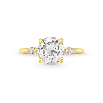 Three Stone Round Marquise Diamond Engagement Setting By Adorette In Yellow Gold 14K