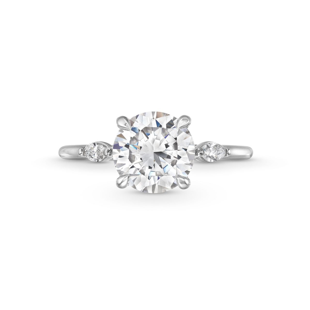 Three Stone Round Marquise Diamond Engagement Setting By Adorette