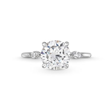 Three Stone Round Marquise Diamond Engagement Setting By Adorette In White Gold 14K