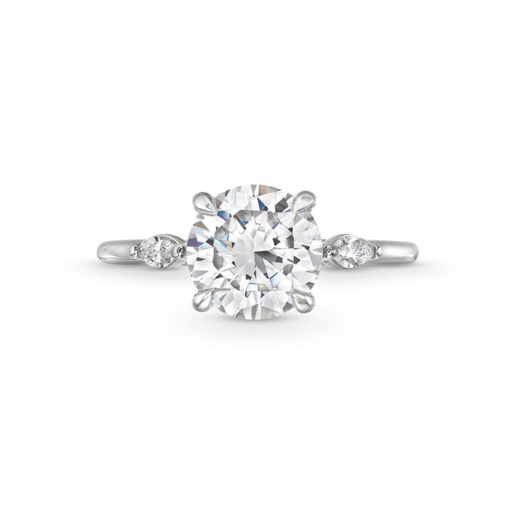 White Gold 14K Three Stone Round Marquise Diamond Engagement Setting By Diamonds Direct Designs