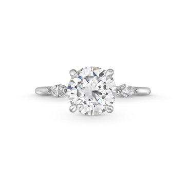 Three Stone Round Marquise Diamond Engagement Setting By Adorette In White Gold 14K
