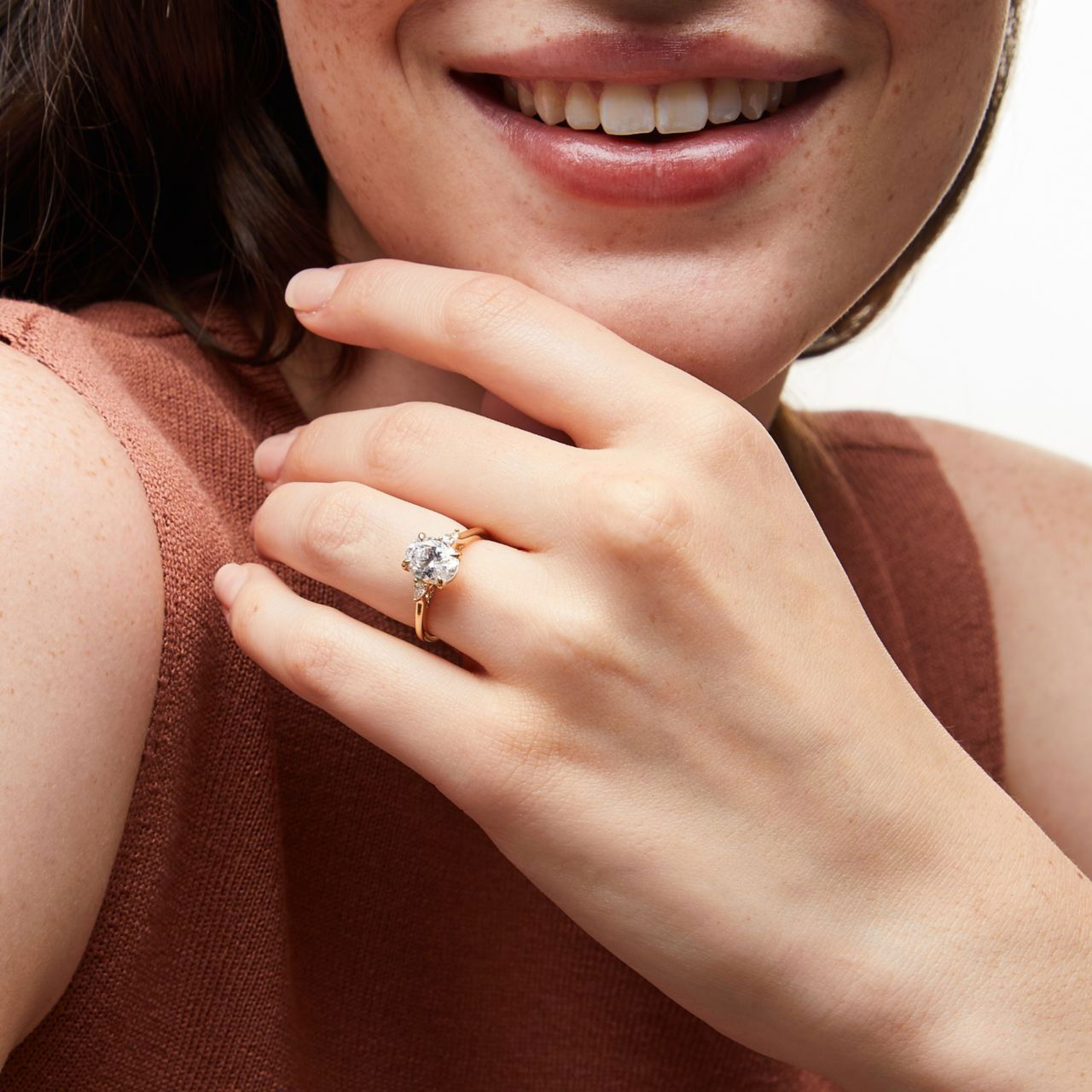 Three Stone Pear Side Diamond Engagement Setting By Adorette