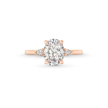 Three Stone Pear Side Diamond Engagement Setting By Adorette In Rose Gold 14K