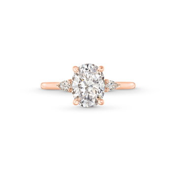 Three Stone Pear Side Diamond Engagement Setting By Adorette In Rose Gold 14K