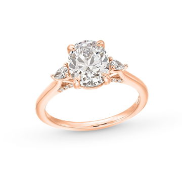 Three Stone Pear Side Diamond Engagement Setting By Adorette In Rose Gold 14K