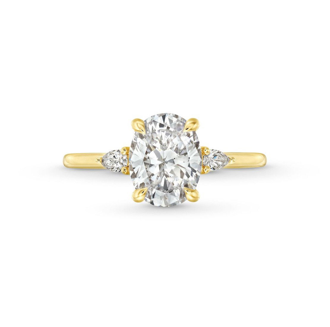 Three Stone Pear Side Diamond Engagement Setting By Adorette