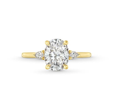 Three Stone Pear Side Diamond Engagement Setting By Adorette In Rose Gold 14K
