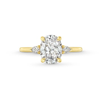 Three Stone Pear Side Diamond Engagement Setting By Adorette In Rose Gold 14K