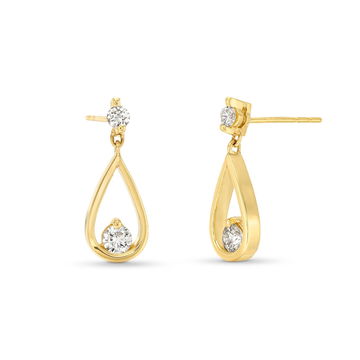 Pear Drop Diamond Earrings In Yellow Gold 14K