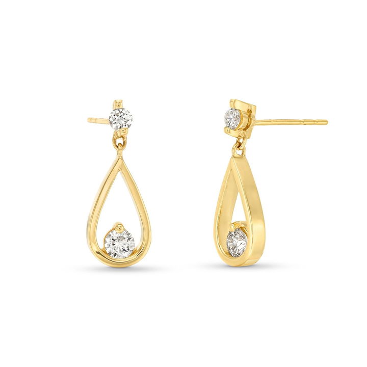 Pear Drop Diamond Earrings In Yellow Gold 14K