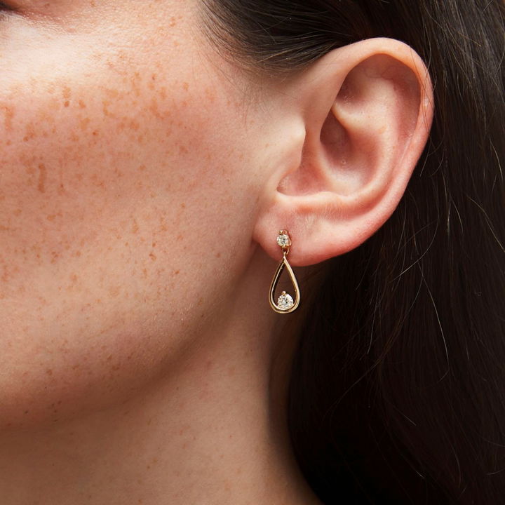 Pear Drop Diamond Earrings In Yellow Gold 14K