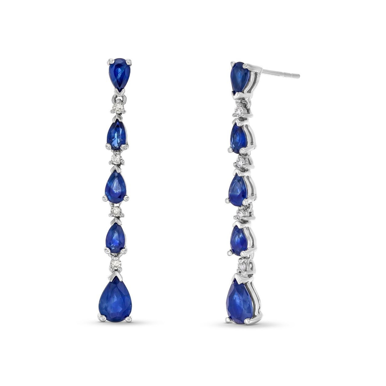 Pear Shape Blue Sapphire Diamond Earrings