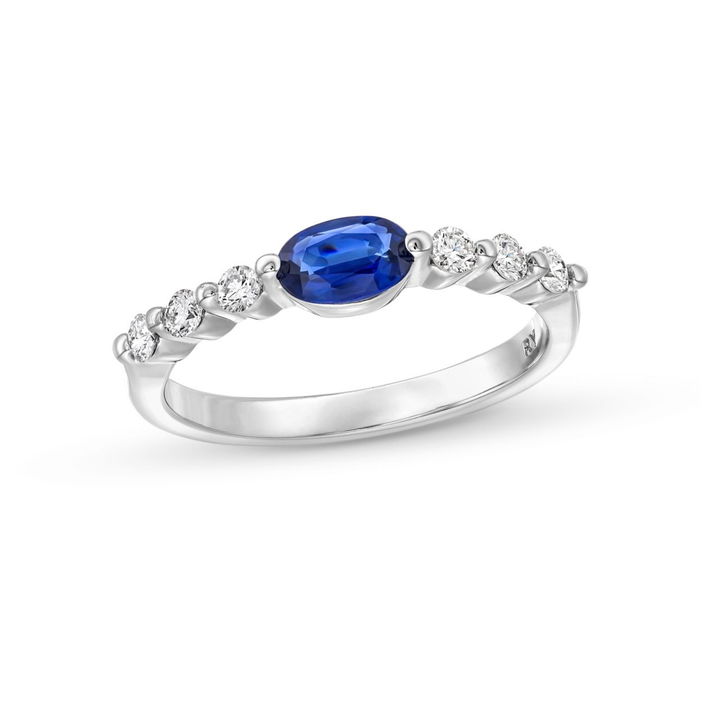 Oval Blue Sapphire and Diamond Ring