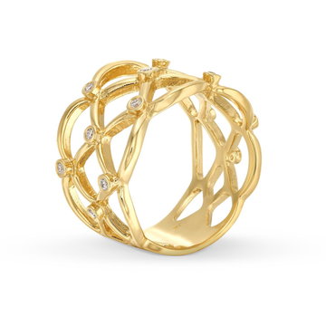 Diamond Lattice Band In Yellow Gold 14K