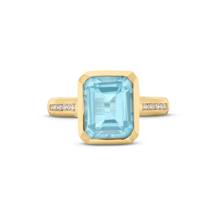Blue Topaz Diamond Bezel Ring