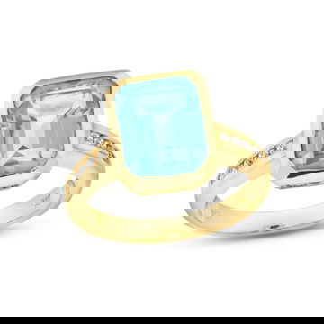 Blue Topaz Diamond Bezel Ring