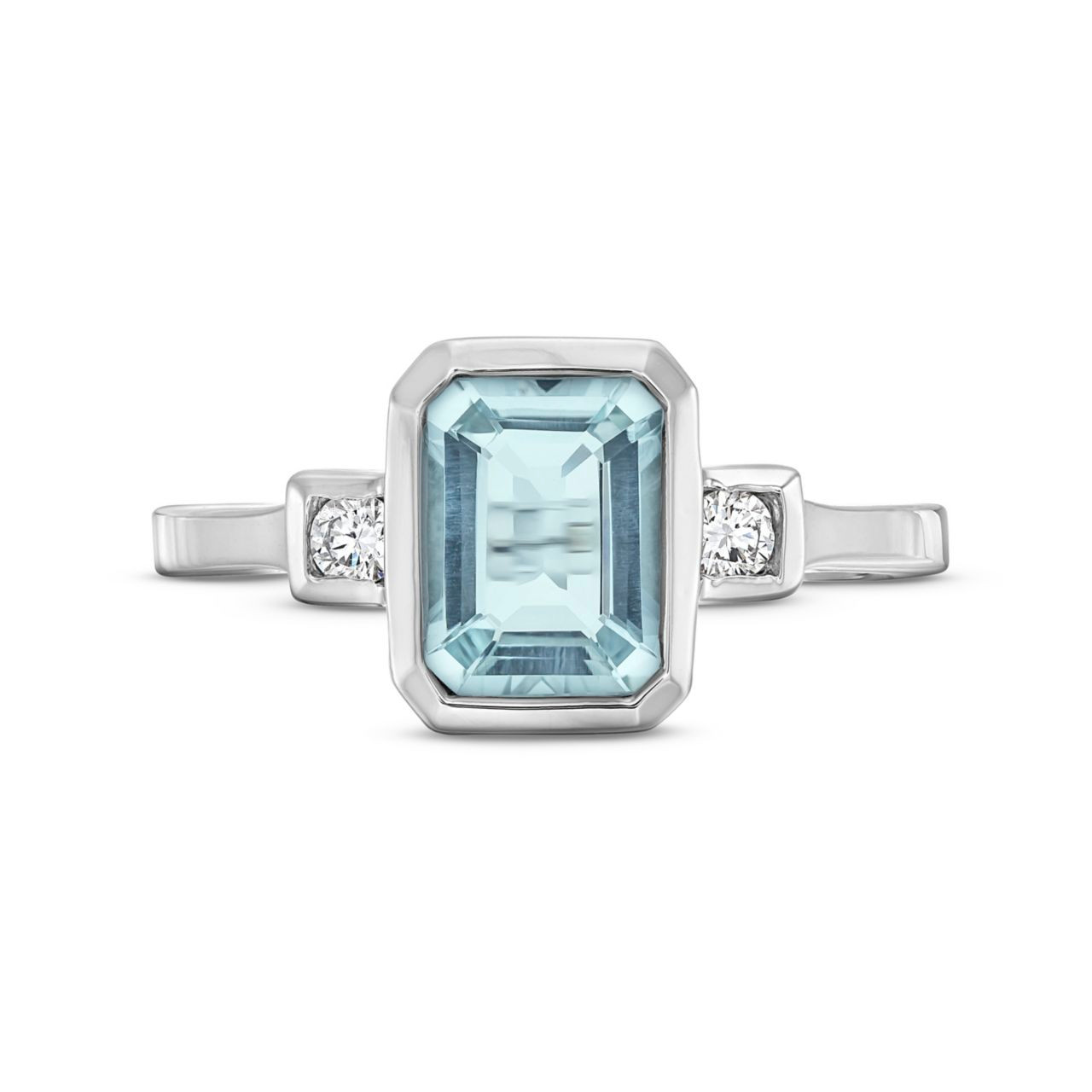 Aquamarine Diamond Bezel Ring