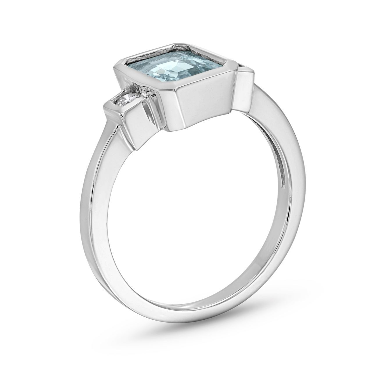 Aquamarine Diamond Bezel Ring