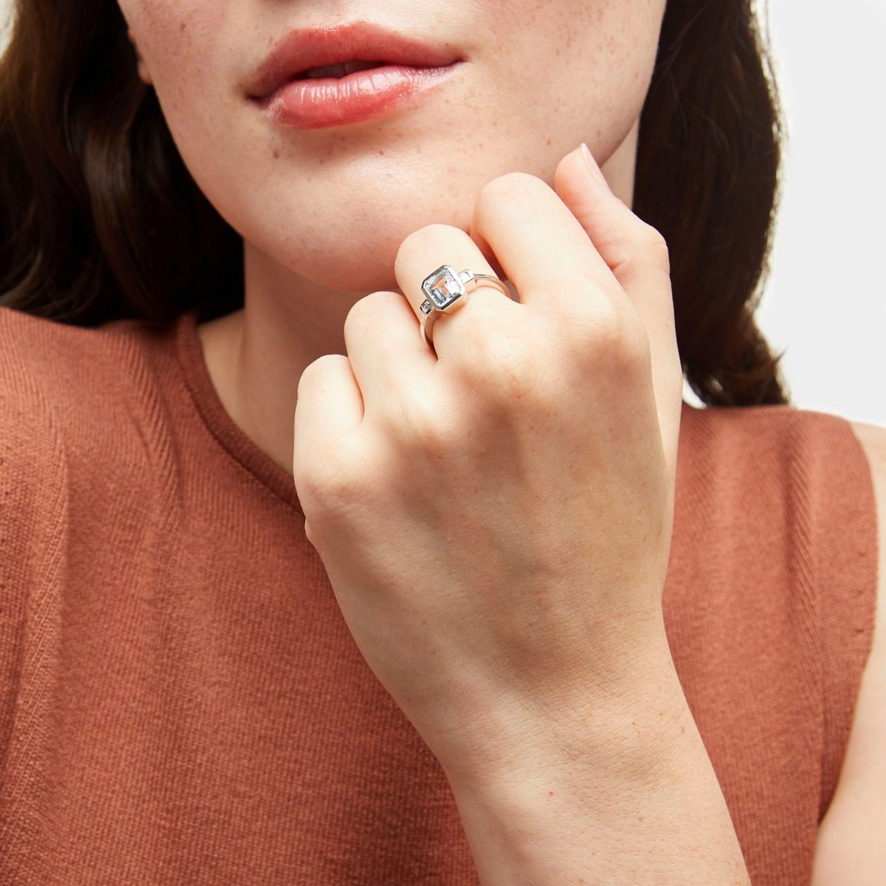 Aquamarine Diamond Bezel Ring