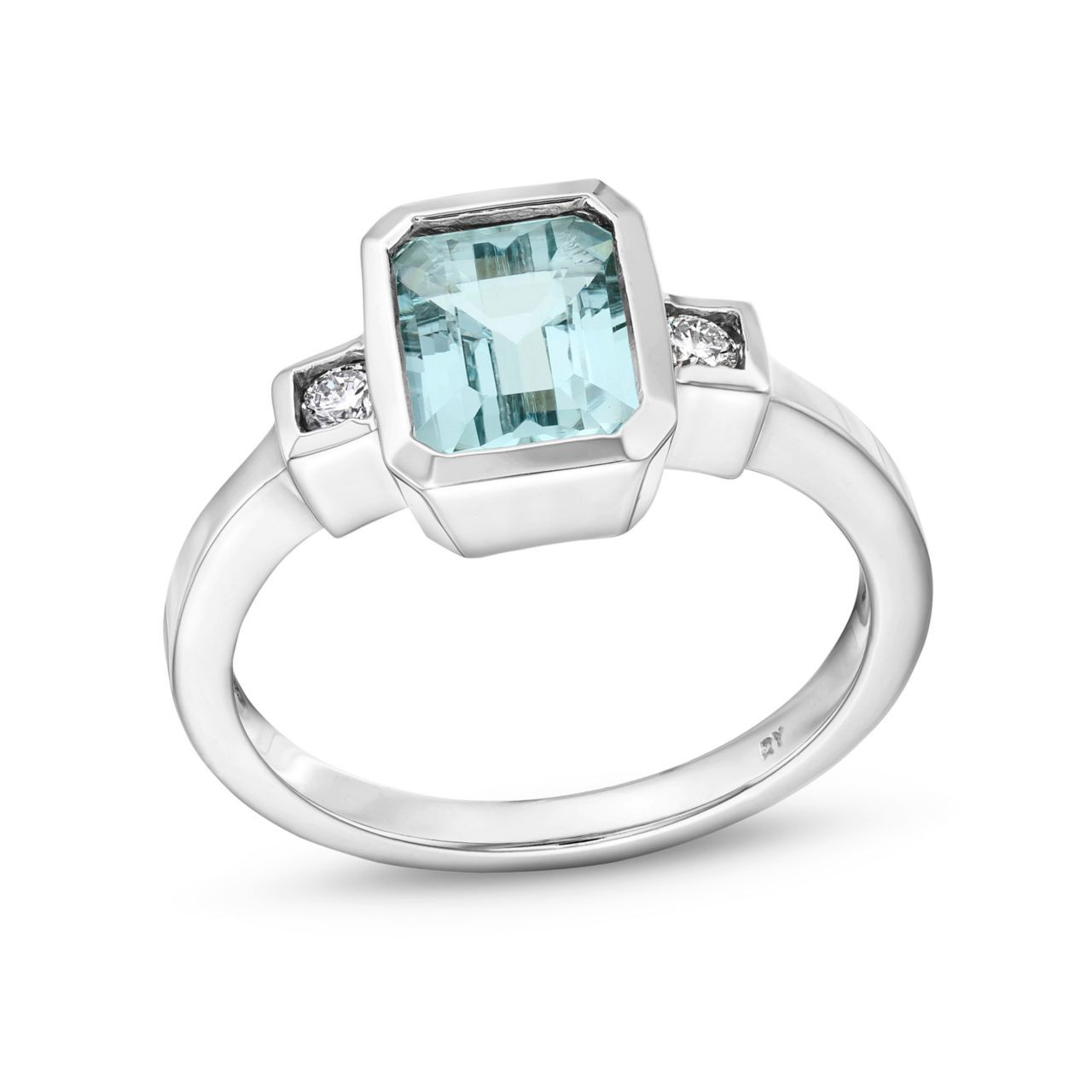 Aquamarine Diamond Bezel Ring