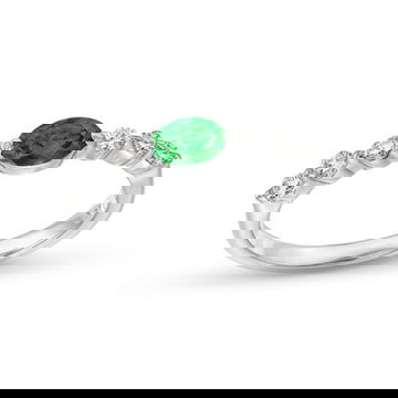 Oval Emerald and Round Diamond Ring