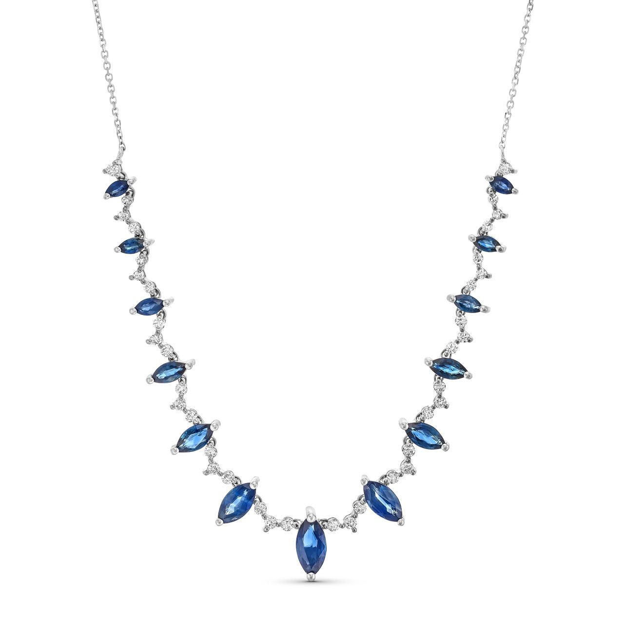 Marquise Blue Sapphire Diamond Necklace