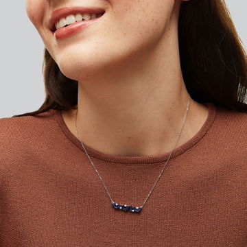Emerald Cut Blue Sapphire Bar Necklace