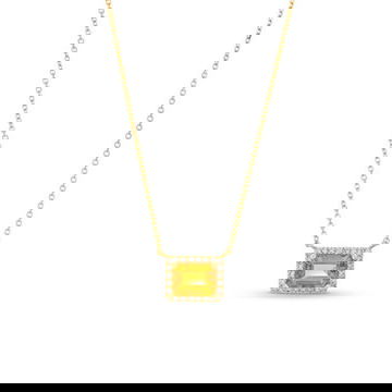 Citrine Diamond Halo Pendant Necklace