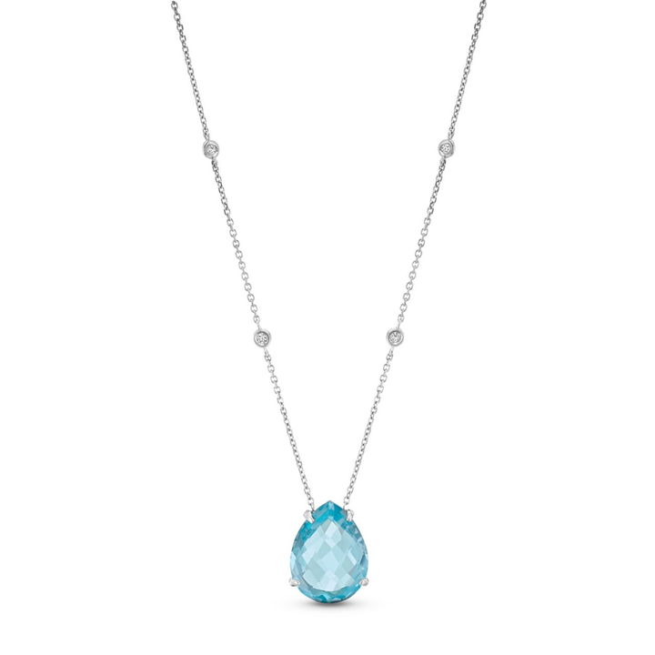 Pear Shape Blue Topaz Pendant Necklace