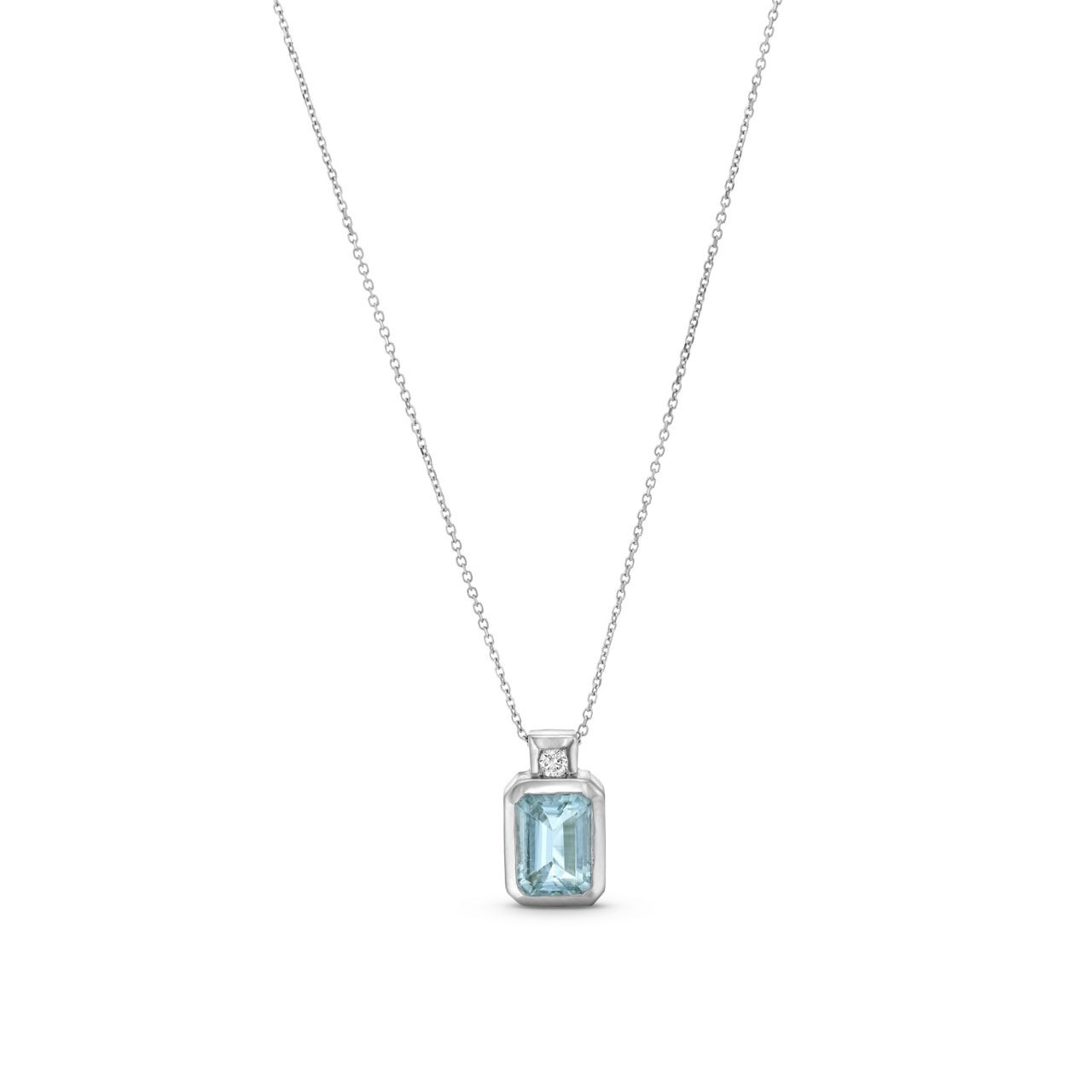 Emerald Cut Aquamarine Pendant Necklace 0