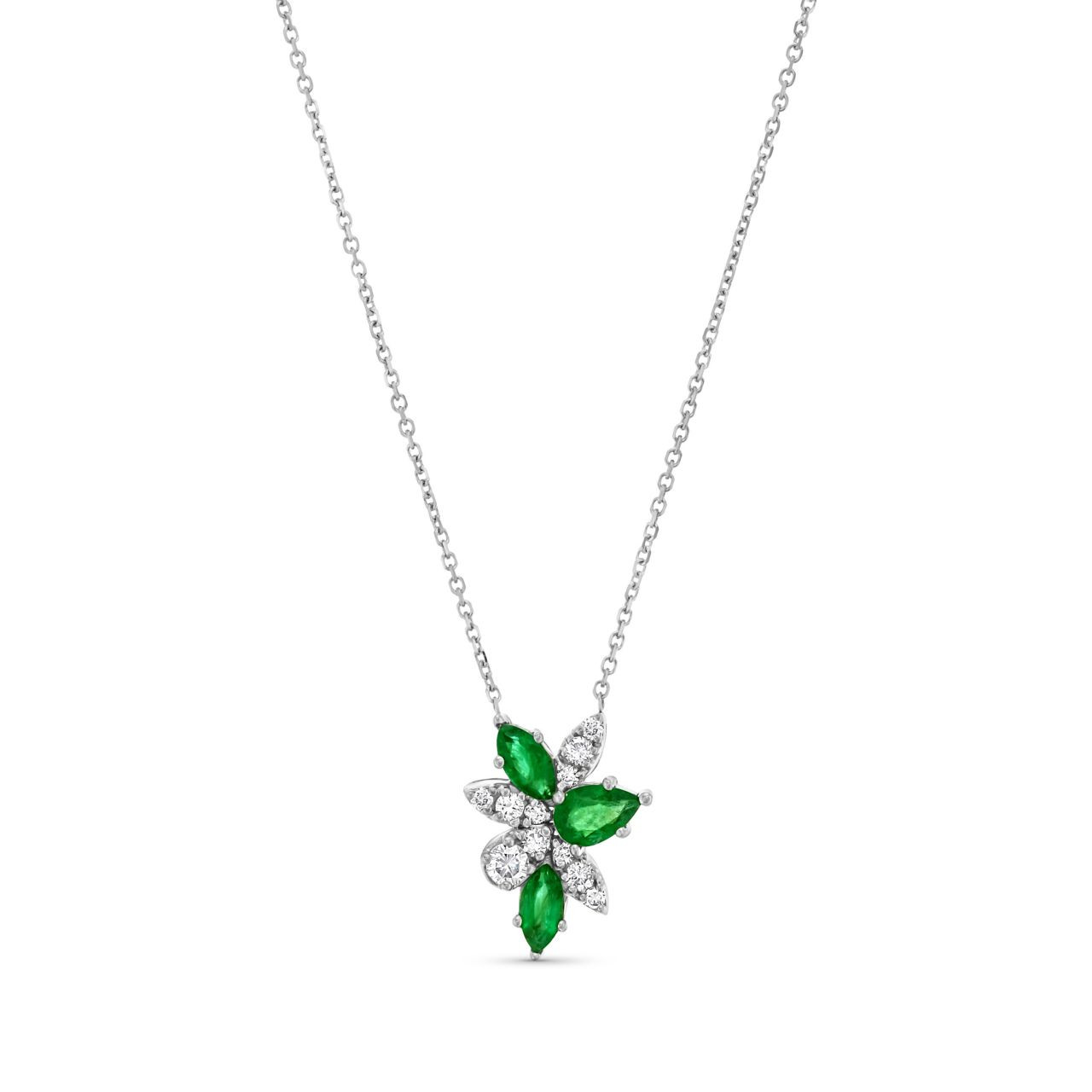 Marquise Green Emerald Diamond Necklace 0