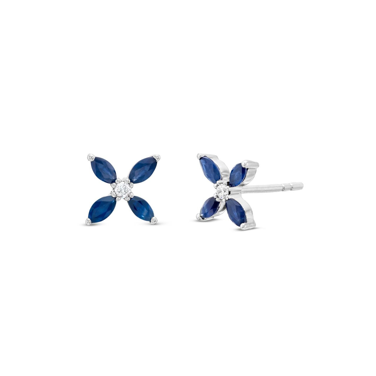 Sapphire and Diamond Floral Stud Earrings