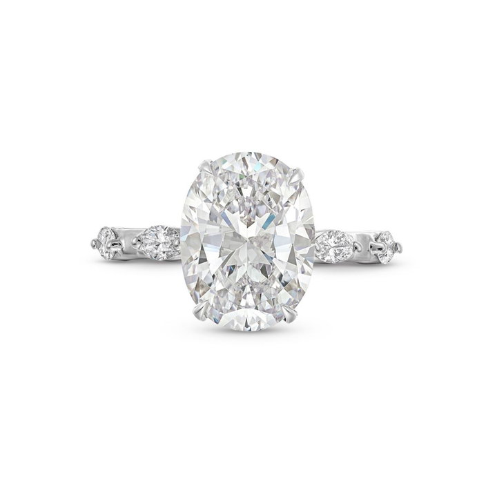 Oval Diamond Accented Engagement Setting by C. Gonshor In White Gold 14K