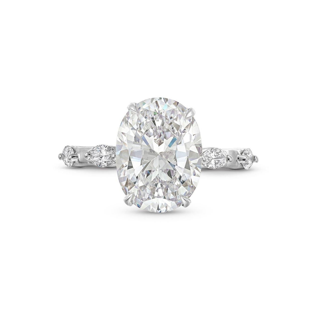 Oval Diamond Accented Engagement Setting by C. Gonshor In White Gold 14K 0