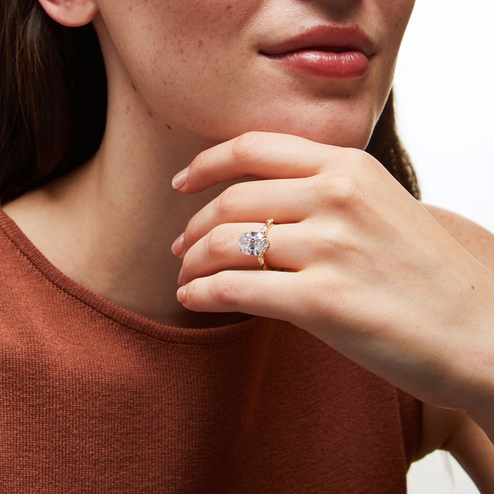 Oval Diamond Accented Engagement Setting by C. Gonshor In White Gold 14K