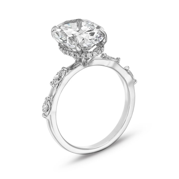 Oval Diamond Accented Engagement Setting by C. Gonshor In White Gold 14K