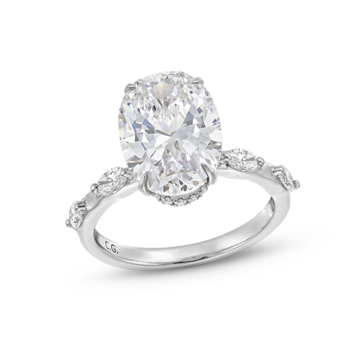 Oval Diamond Accented Engagement Setting by C. Gonshor In White Gold 14K