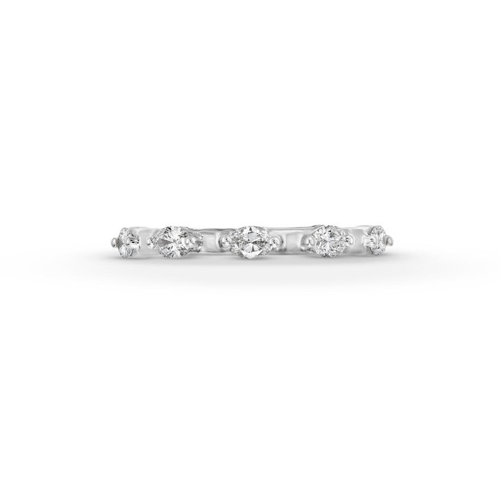 Oval Diamond Accented Wedding Band by C. Gonshor In White Gold 14K