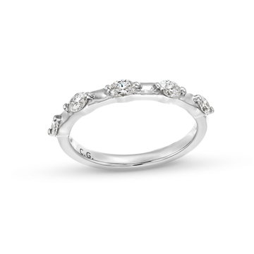 Oval Diamond Accented Wedding Band by C. Gonshor In White Gold 14K