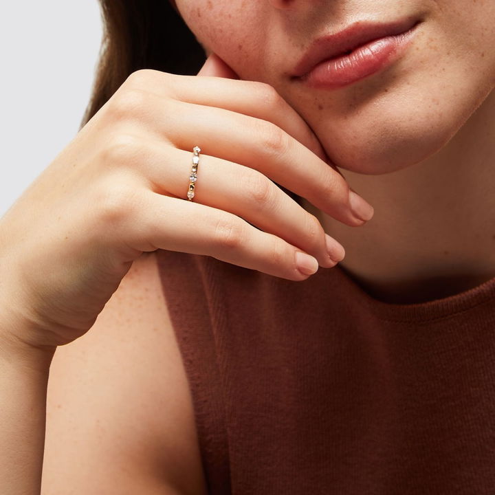 White Gold 14K Oval Diamond Accented Band by C. Gonshor