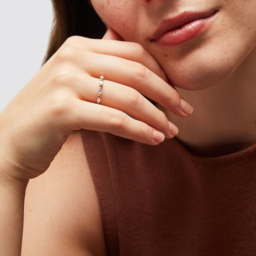 Oval Diamond Accented Wedding Band by C. Gonshor In White Gold 14K
