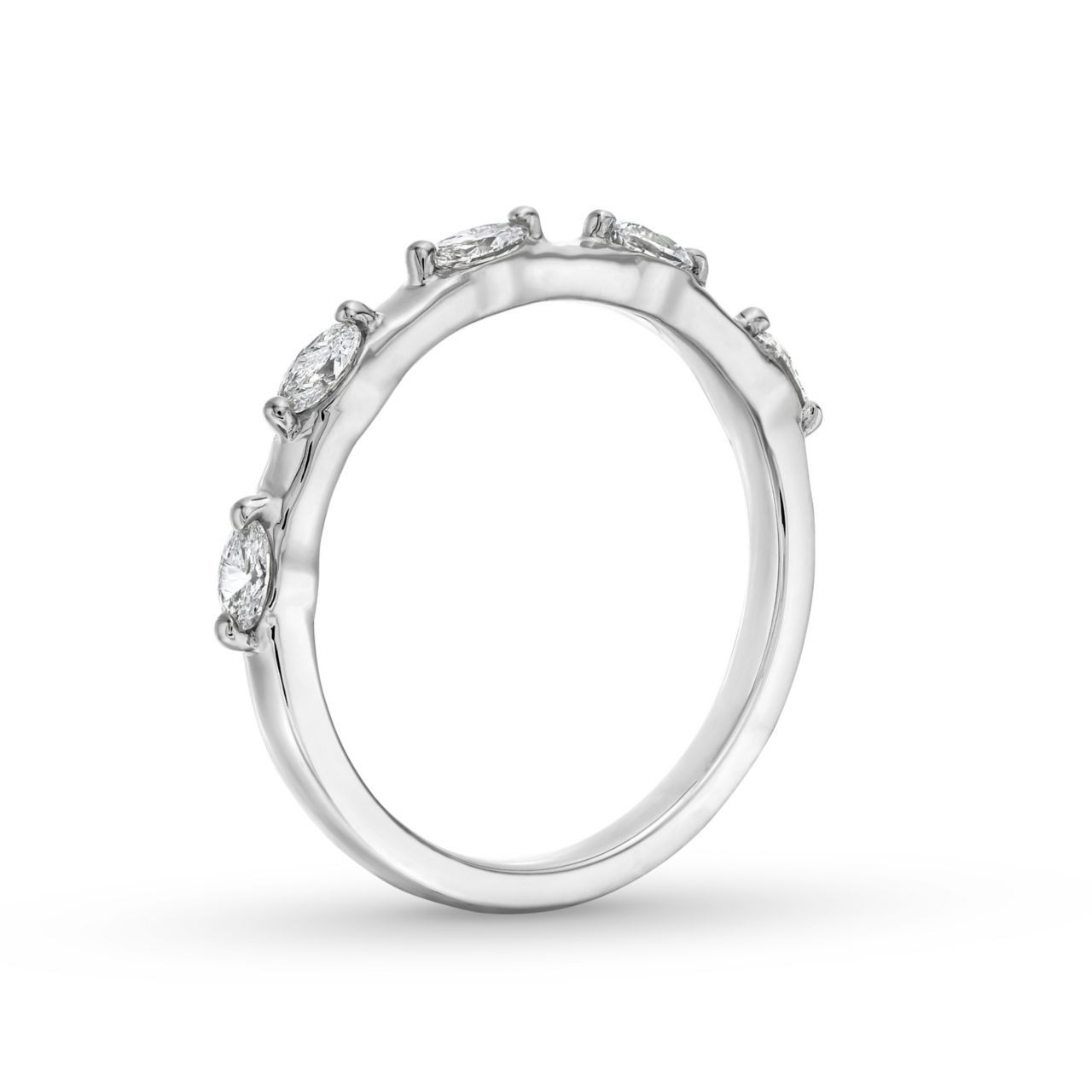 Oval Diamond Accented Wedding Band by C. Gonshor In White Gold 14K 2
